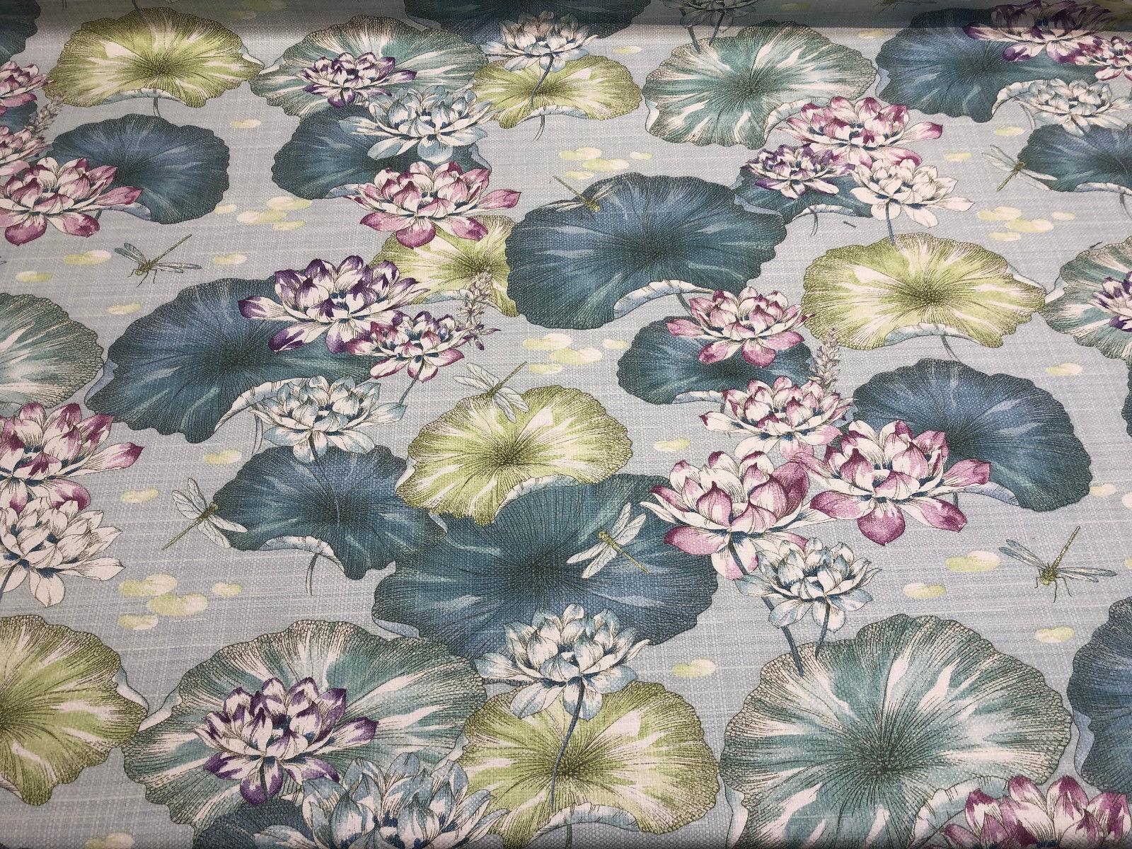Blue Green Large Flowers Cotton Teflon finish Fabric by the y – Affordable Home Fabrics