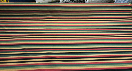 Fabricut Green Yellow Black Red Stripe Cotton Medium Fabric By The Yar – Affordable Home Fabrics