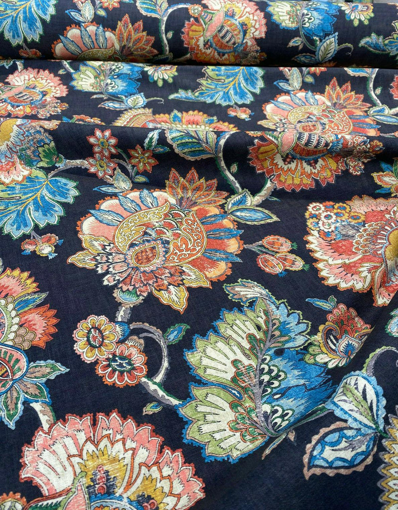 Swavelle Jacobean Floral Black Yarrow Gem Fabric By The Yard ...