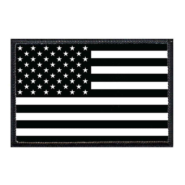 American Flag - Black and White - Distressed - Removable Patch