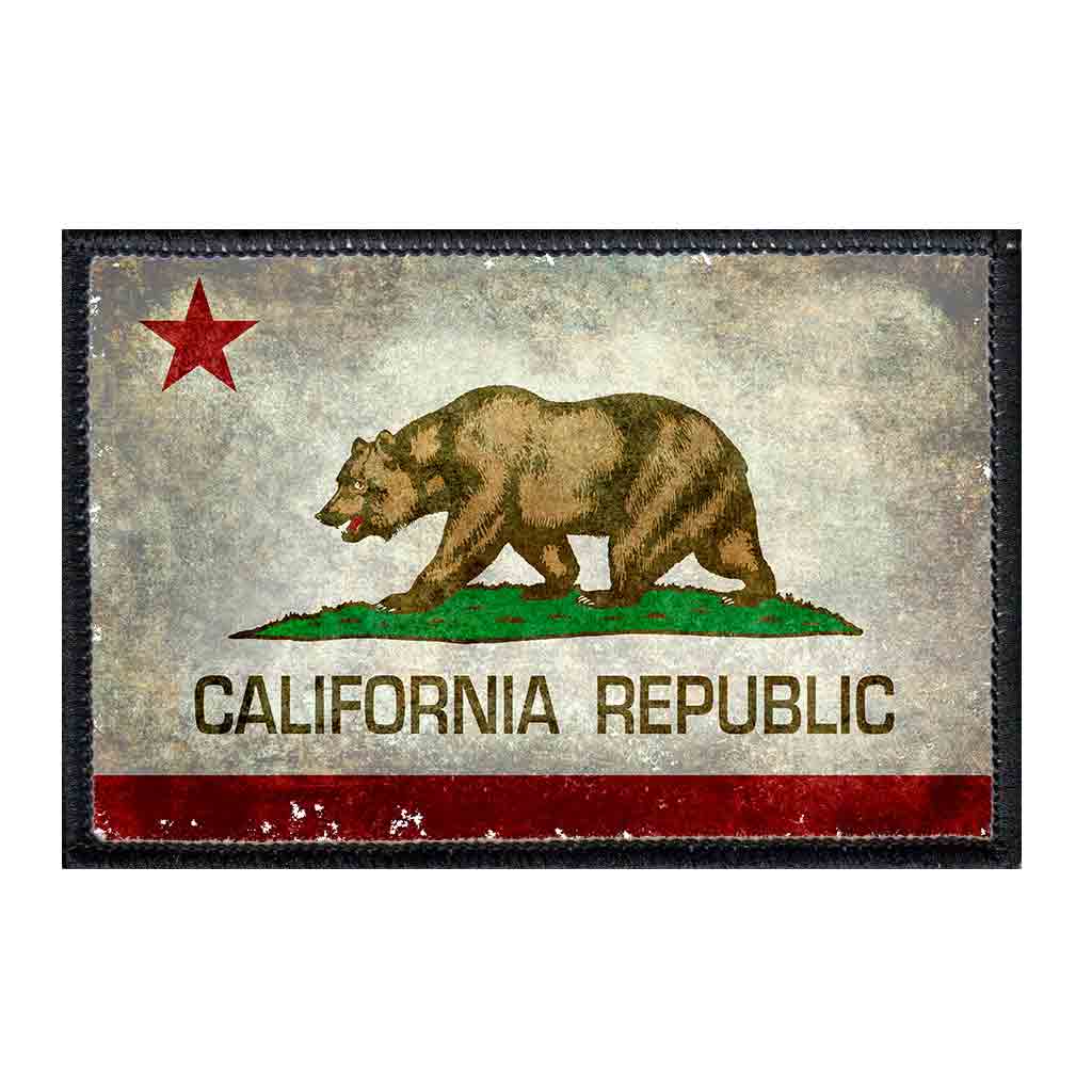 3x) California Republic Flag Morale Patch With Hook & Loop back 2