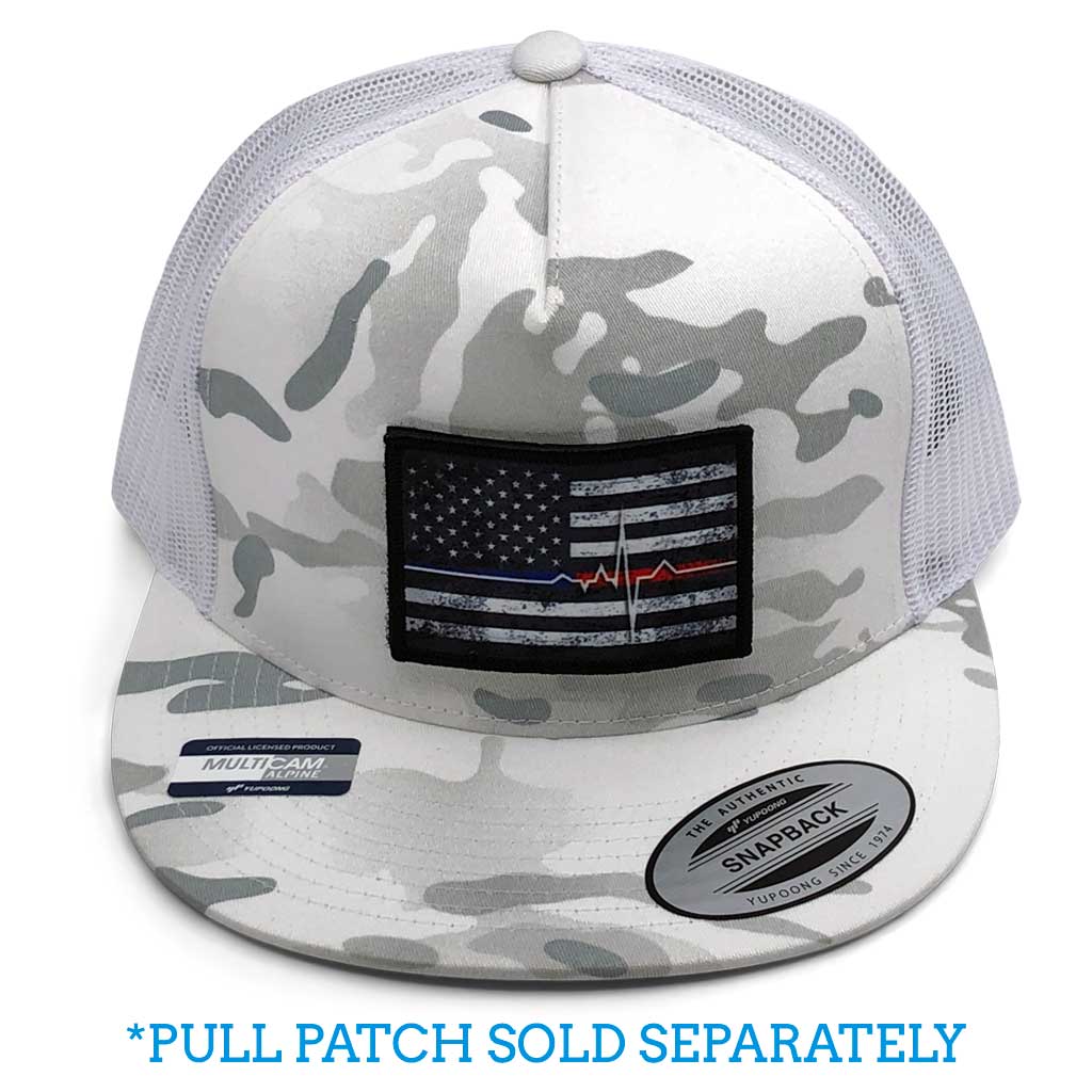 MULTICAM® Classic Trucker - Flat Bill - Pull Patch Hat by SNAPBACK - Camo  and Black