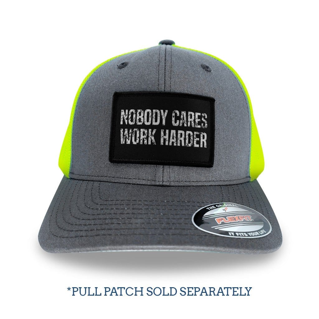 Charcoal and White - Trucker Hat Patch Pull by Mesh Flexfit 2-Tone