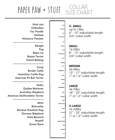 Dog Bandana Size Chart