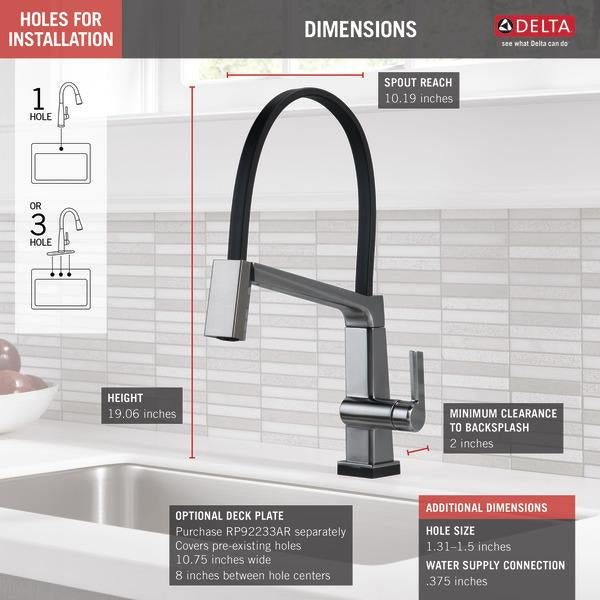 Pivotal Single Handle Exposed Hose Touch Kitchen Sink Faucet With