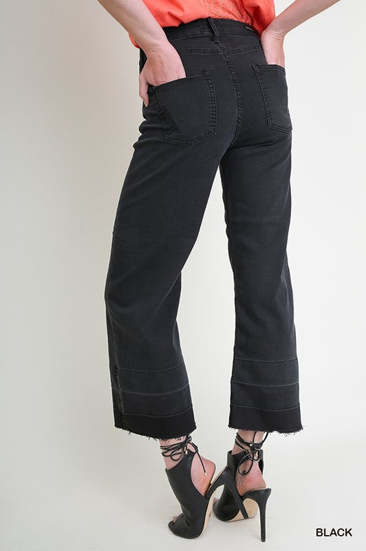 mid rise wide leg crop jean