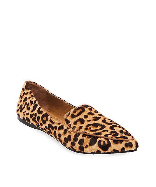 steve madden leopard feather loafer
