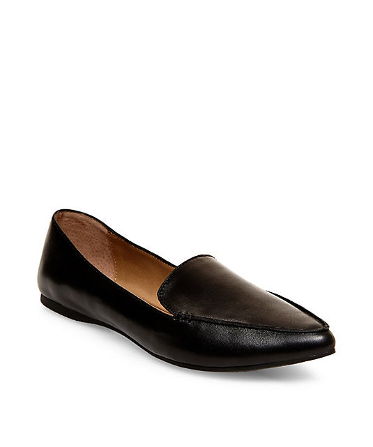 steve madden feather black leather