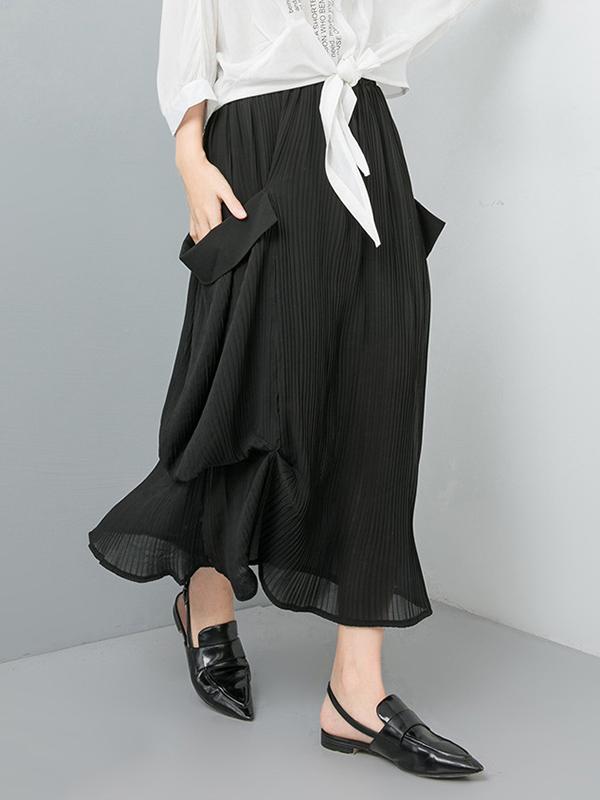 Black Long Pleated Skirt Rrdeye 8153