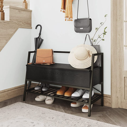 Entryway Storage Shoe Bench with Leather Cushion, 10 Cubbies Shoe Rack –  ONEINMIL