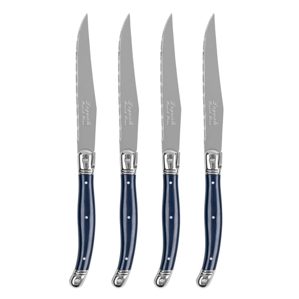 Laguiole Connoisseur 4-Piece Navy Blue Steak Knife Set