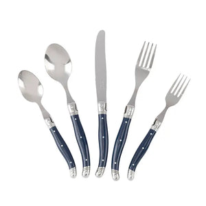 Laguiole 20-Piece Stainless Steel Flatware Set, Navy Blue - Seaside Beach Decor