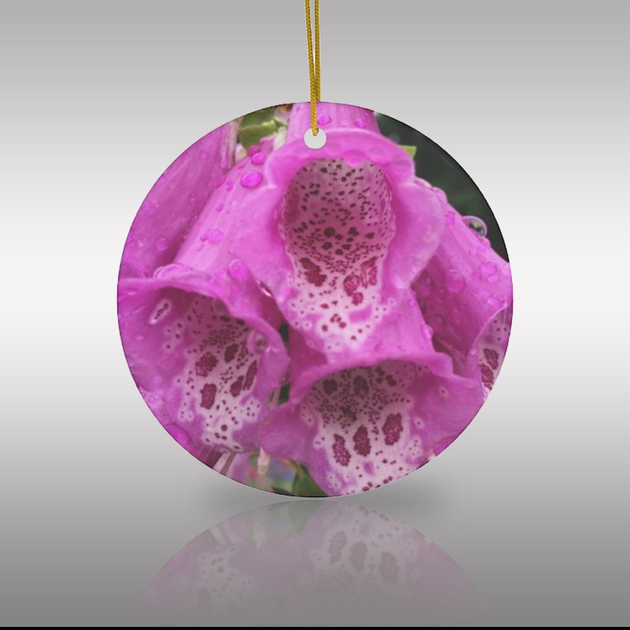 Pink & Purple Bell Flowers Ceramic Garden Ornament