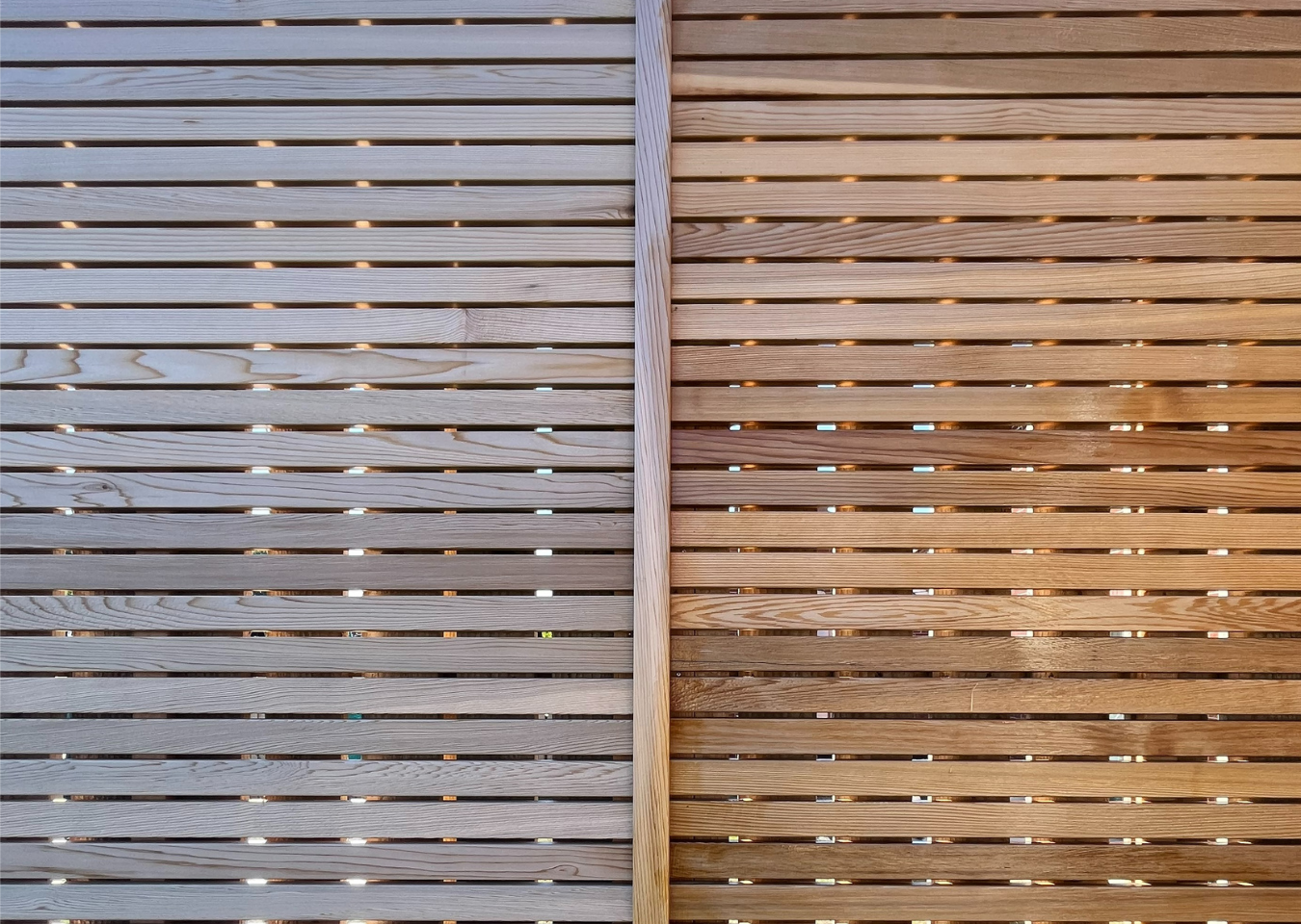 Before and After image of oiled Cedar panels