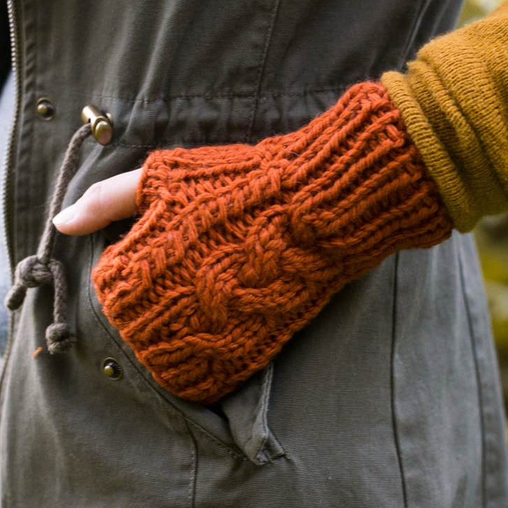 cable fingerless mittens knitting pattern