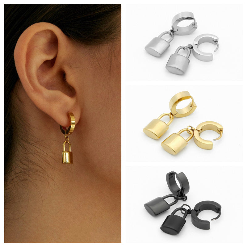Nedar Padlock Huggie Hoop Earrings Women Teen Girls Love Lock Charm Simple  Personality Hypoallergenic Gift Dainty Jewelry - AliExpress