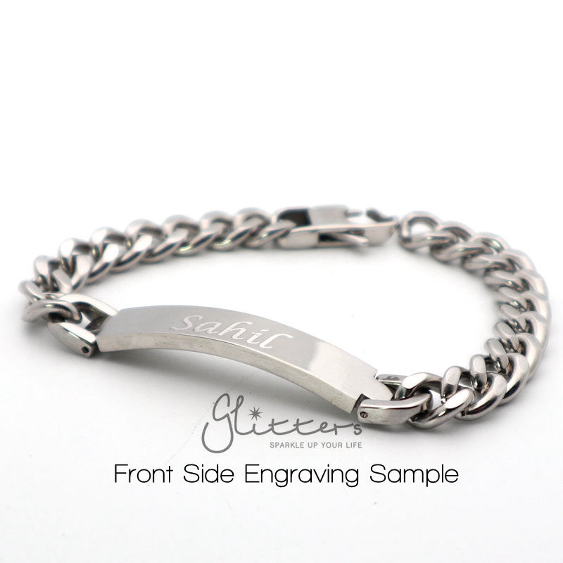 Substantial Sterling Silver Identity Bracelet – Gem Set Love