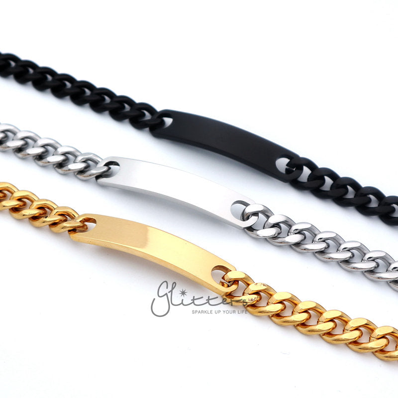 Men's Engraved Bracelet in Gold Plated with Diamond | Forever My