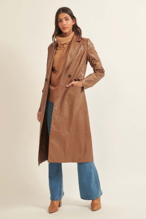 howdy. no collar trench coat