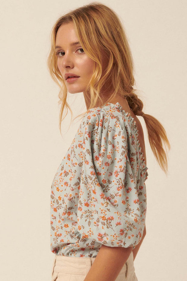 Morning Bloom Floral-Print One-Shoulder Bodysuit - ShopPromesa