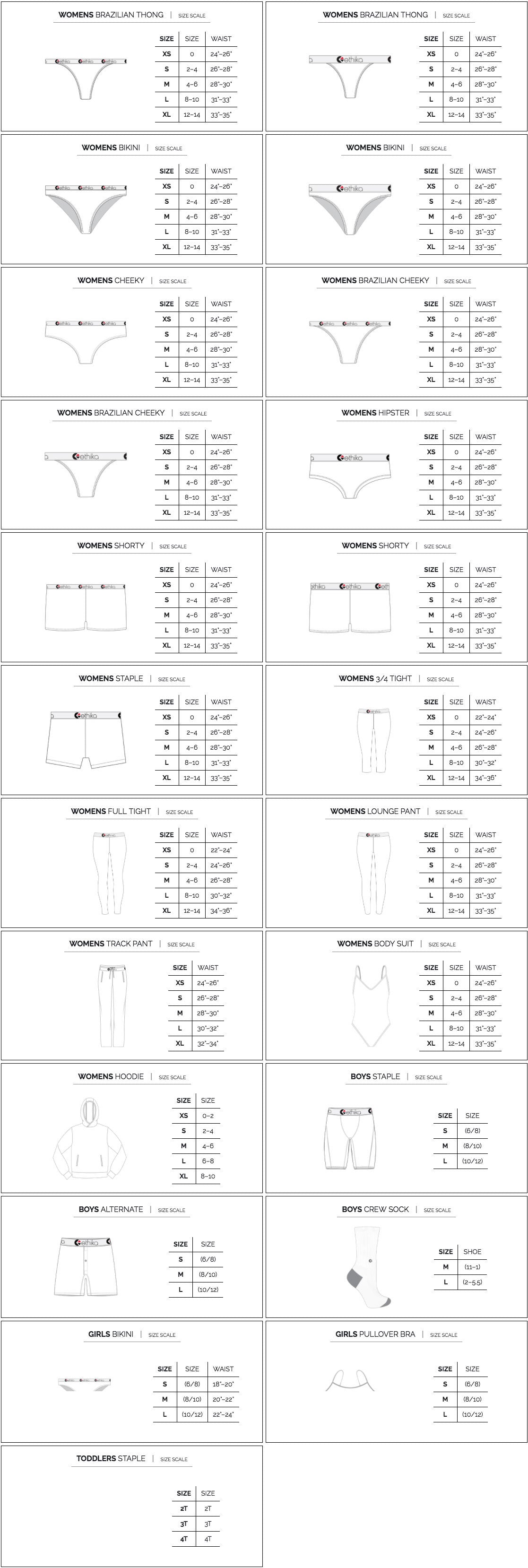 Size Guide Ethika NZ