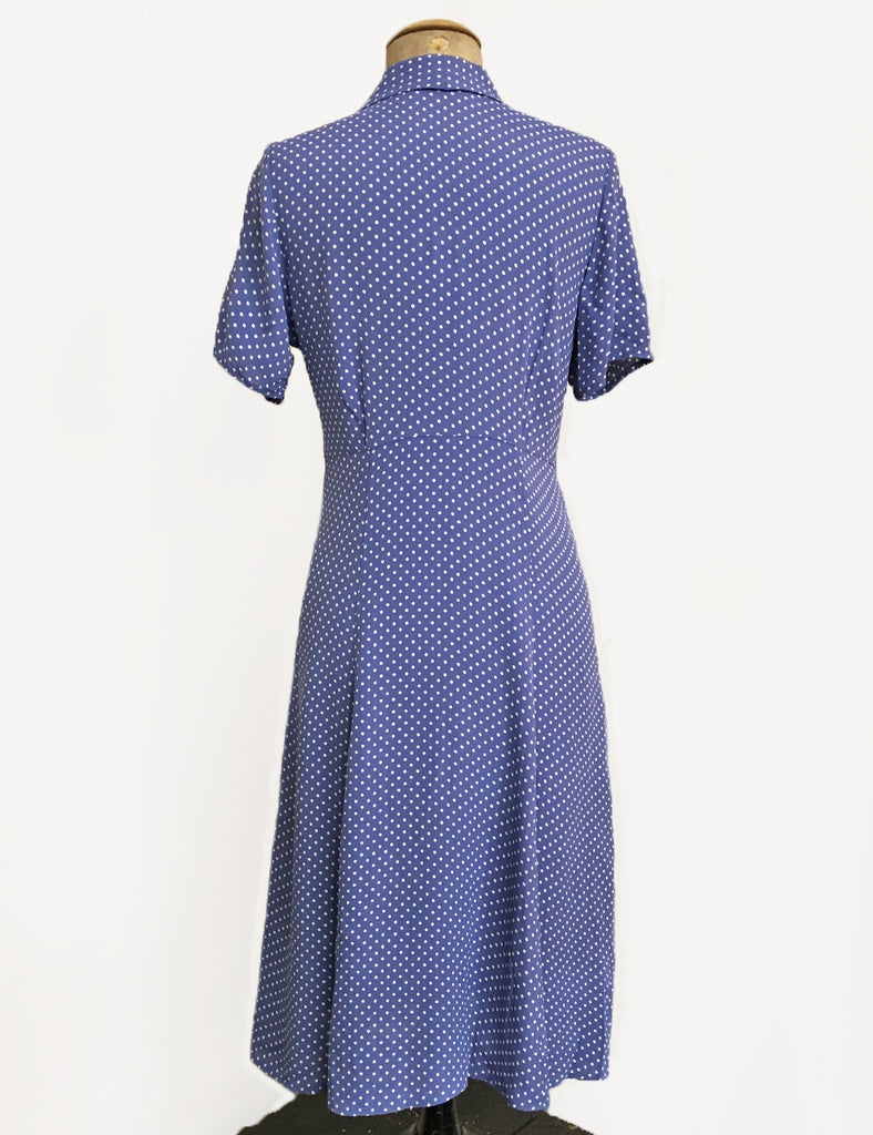 Cornflower Blue Polka Dot Short Sleeve Knee Length Vintage Day Dress ...