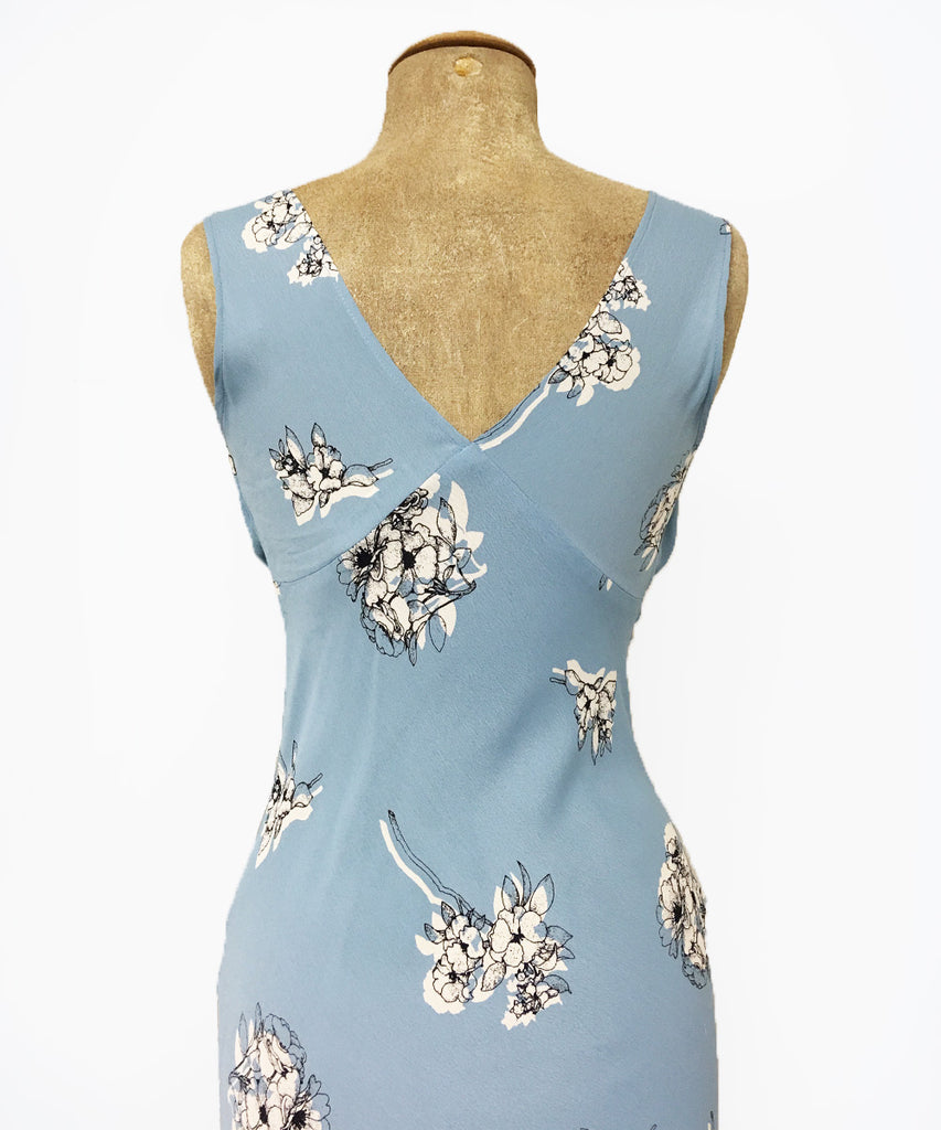 1930s Style Powder Blue Stencil Floral Harlow Slip Dress – Loco Lindo