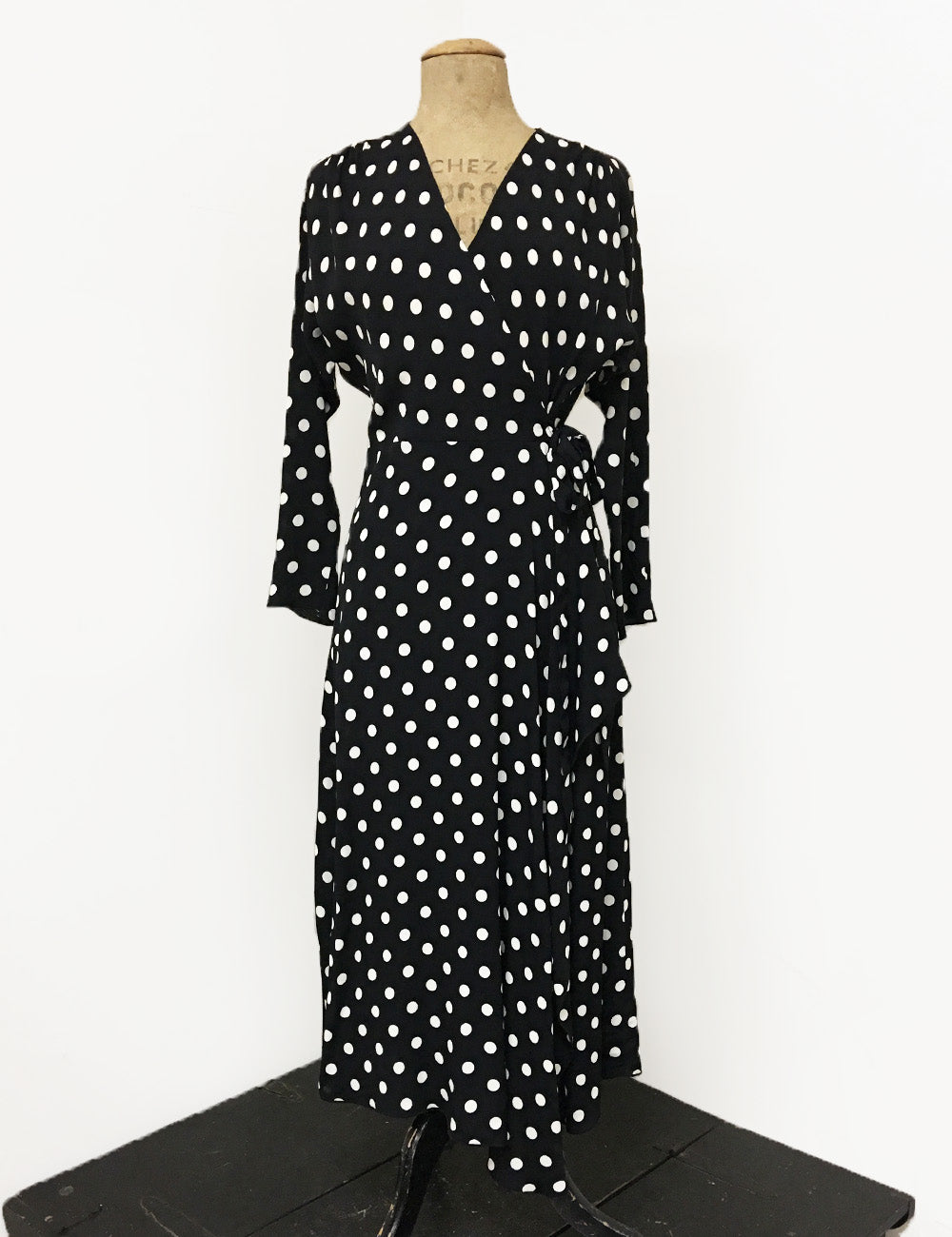 white spotty wrap dress