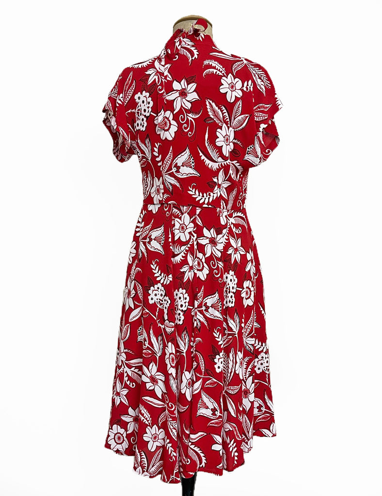 Red Hot Copacabana 1940s Marta Halter Swing Dress With Bolero – Loco Lindo