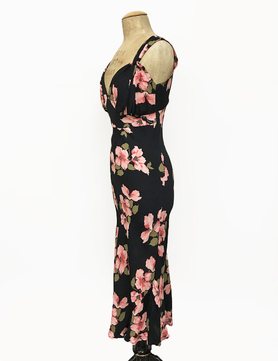1930s Style Black Tropical Nights Harlow Slip Dress – Loco Lindo