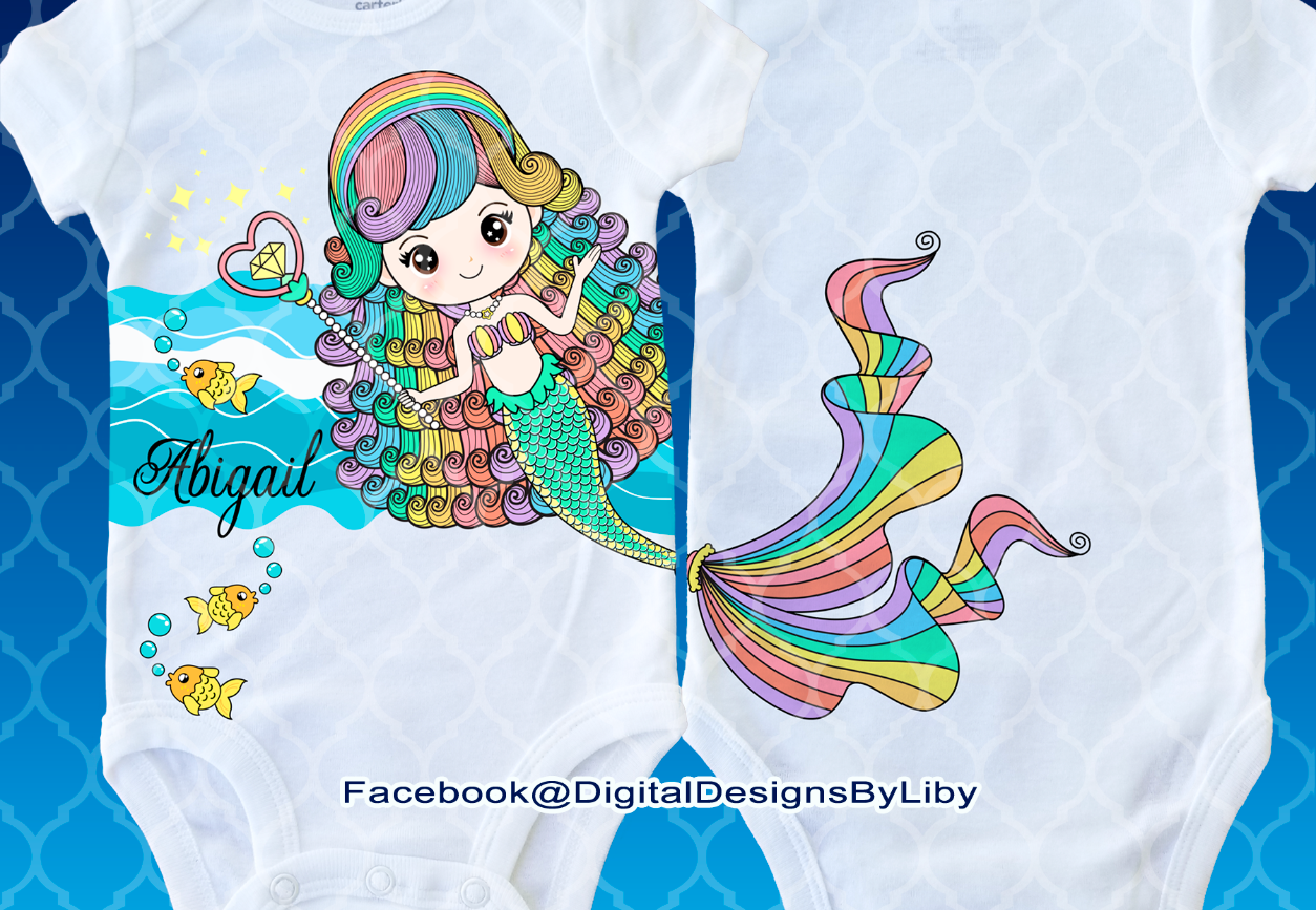 Download RAINBOW MERMAID (Onesie and Tee Design) - Digital Designs ...