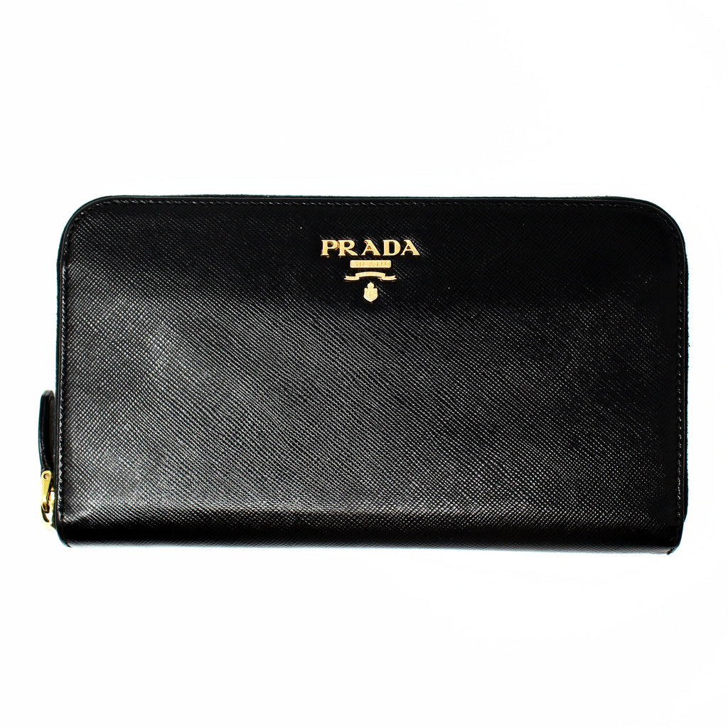 prada saffiano leather continental wallet