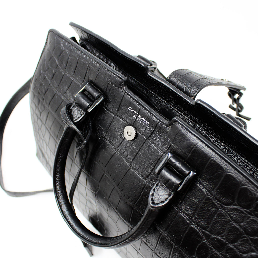 ysl black crocodile shoulder bag