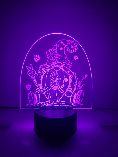 Hippy Peace Gnome with Ladybugs Laser Cut LED Light – TA Custom Graphix ...