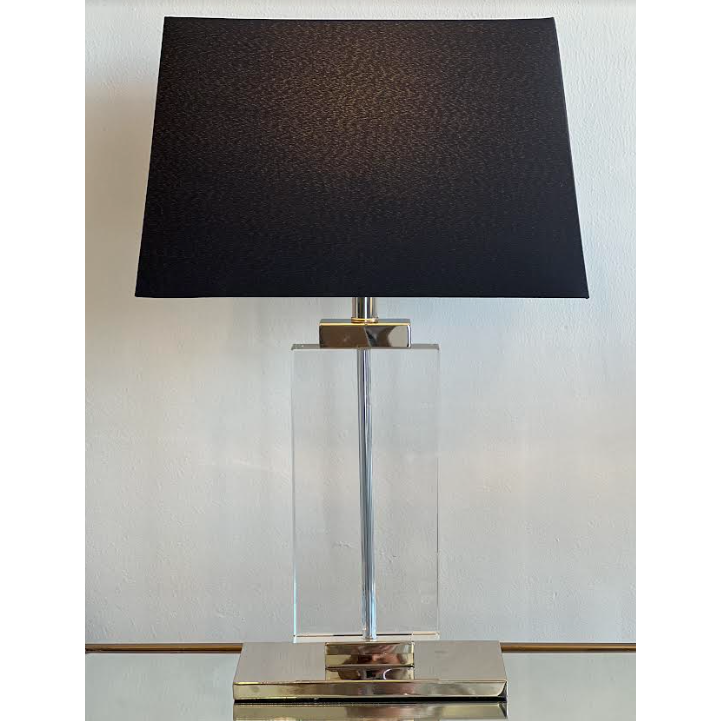 silver floor lamp with table