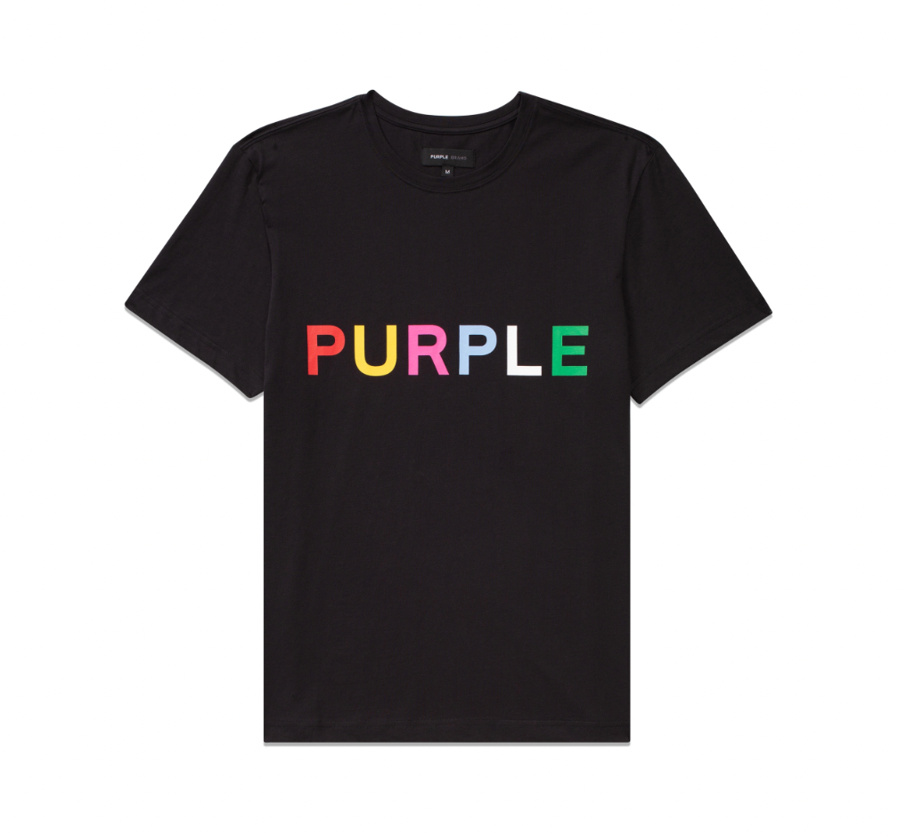 Purple Brand Multi Color Logo Clean Jersey Ss Tee Black – Upper Level 916
