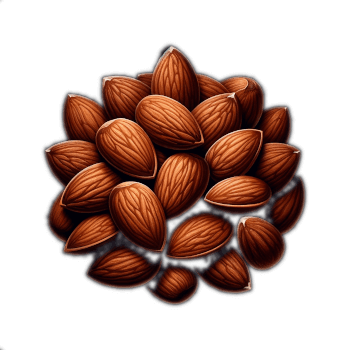 Pile Of Deep Brown Almond Nuts In Shells