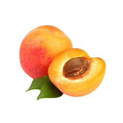 Apricot Alongisde Half Apricot & Kernel On White Background