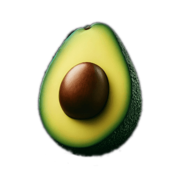 Half Avocado With Avocado Inner Yellow Flesh & Brown Kernel Exposed