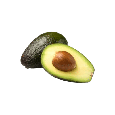 Avocado & Half Avocado With Avocado Kernel On White Background