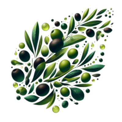 Cetearyl Olivate Represented By Olive Stems & Fruits In Rounded Pattern