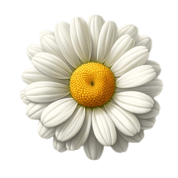 Perfect Chamomile Flower With Yellow Fluffy Centre & White Petals