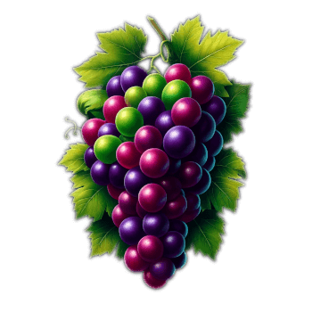 A Bunch Of Ripening Grapes Turning From Green To Vibrant Purple With Luscious Green Grape Vine Trailing Behind