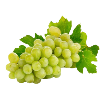 A Bunch Of Green Grapes With Green Leaves Attached At Top