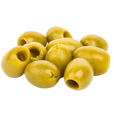 Small Serving Of Green Olives On White Background