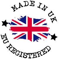 Made In The UK Icon With Great British Flag In Red, White & Blue