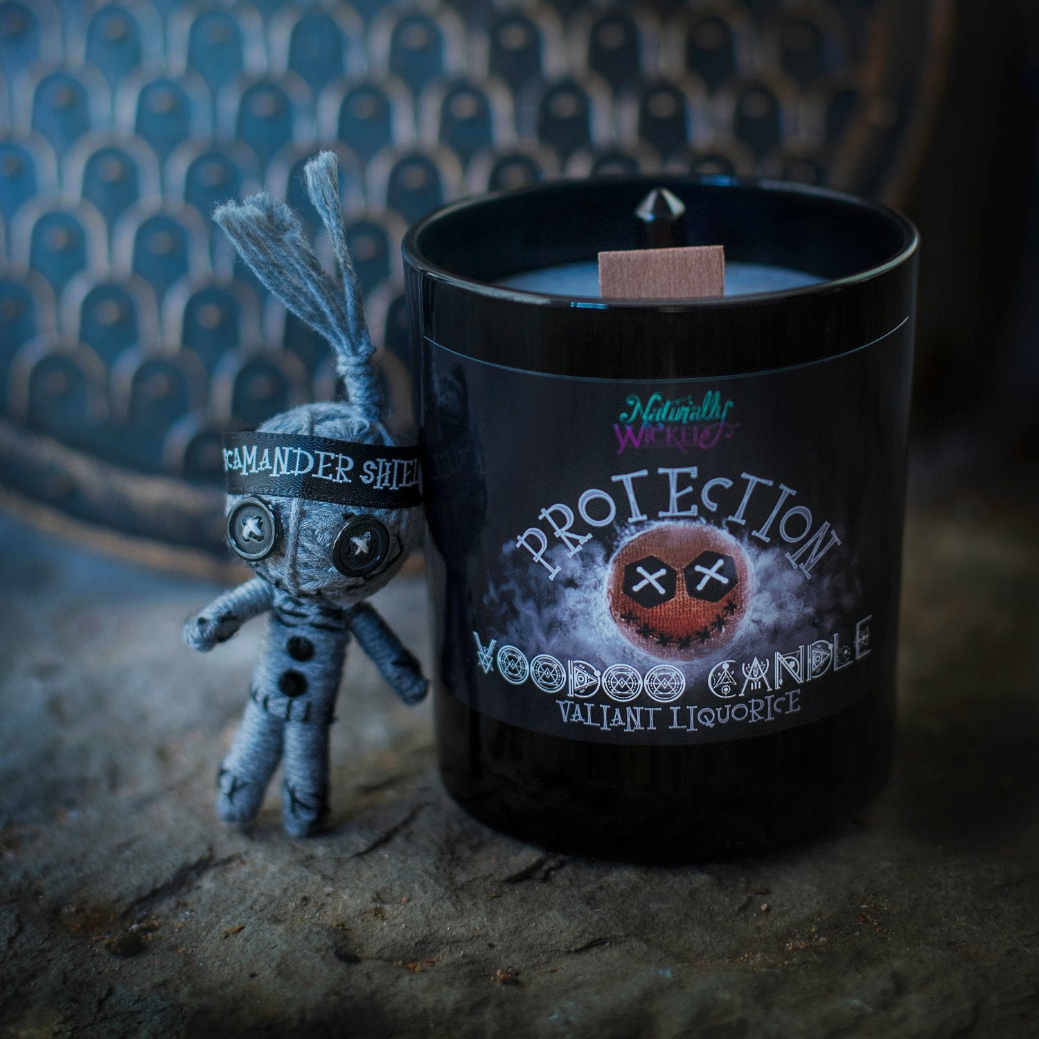 Naturally Wicked Voodoo Protection Spell Candle Entombed With Crystal & Accompanied By Protective Voodoo Doll; Scamander Shield