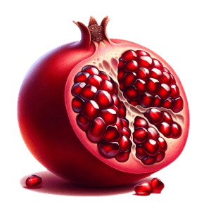 Pomegranate Fruit With Inner Fruity Red Flash Exposed Through Skin