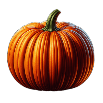 Bright Orange Large Round Pumpkin Fruit With Green Stem