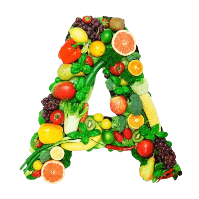 Letter A Made up Of Vitamin A Rich Fruits & Vegetables